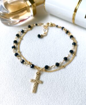 black spinel rosary bracelet