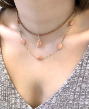 peach aventurine choker necklace