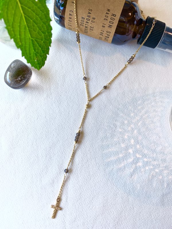 Smoky quartz rosary necklace