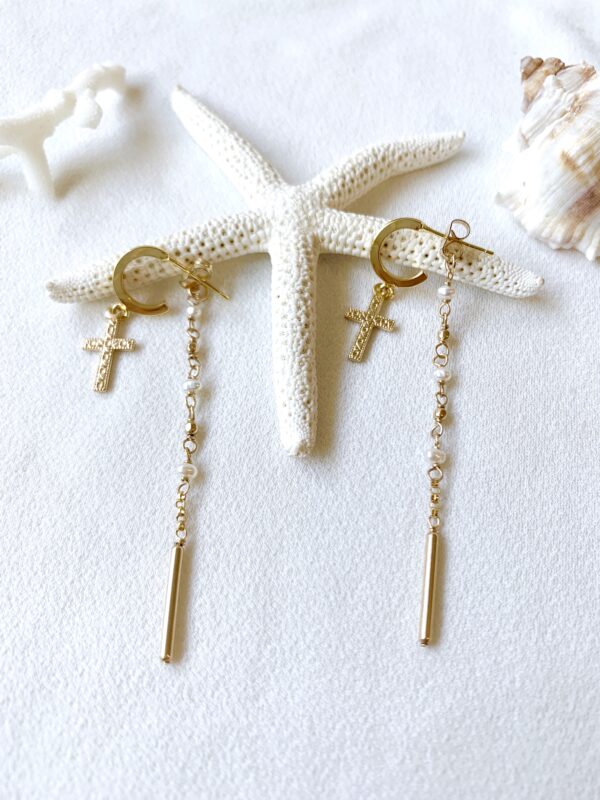 Pearl rosary earrings