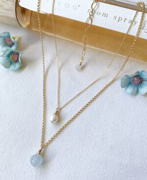 Aquamarine and pearl necklace