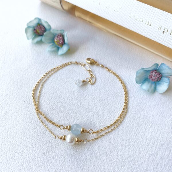 Aquamarine and pearl bracelet