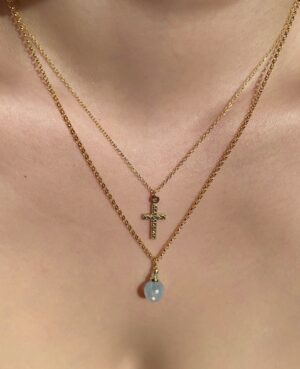 aquamarine rosary necklace