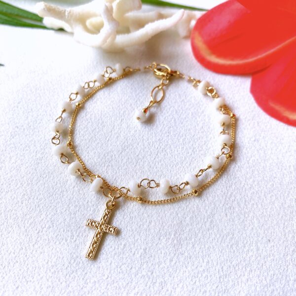 white coral rosary bracelet