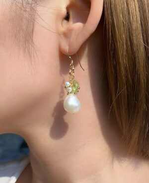 peridot and pearl earrings