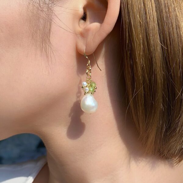 peridot and pearl earrings